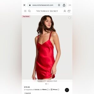 Victoria's Secret Red Satin Slip Dress NWT